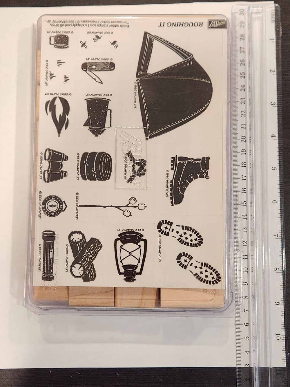 Camping-themed Rubber Stamp Set - Black Ink Imprint Never Used